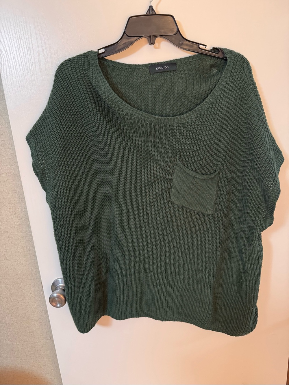 Olive Green Knit Short-Sleeve Sweater